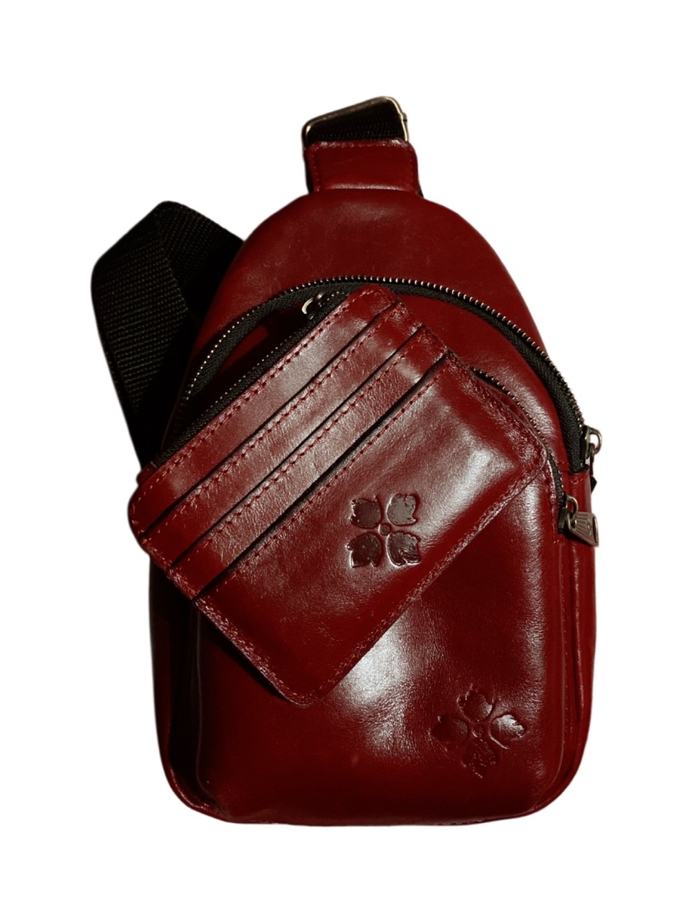 Maroon Red Leather Sling Bag with Card Holder bundle